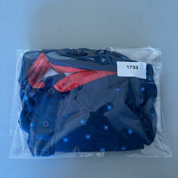 Redvanly Junian Golf Polo Shirt Mens L Admiral Blue Floral PurePoly Short Sleeve - Picture 14 of 14